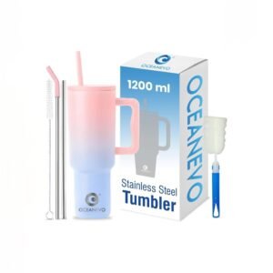Home 1200ml Stainless Steel Tumbler with lid and 3 straw